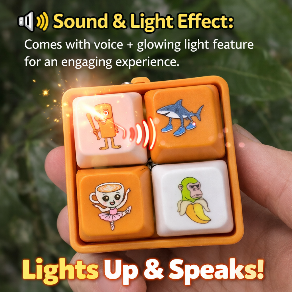 Talking Button Toy – Sound & Light Interactive Keychain