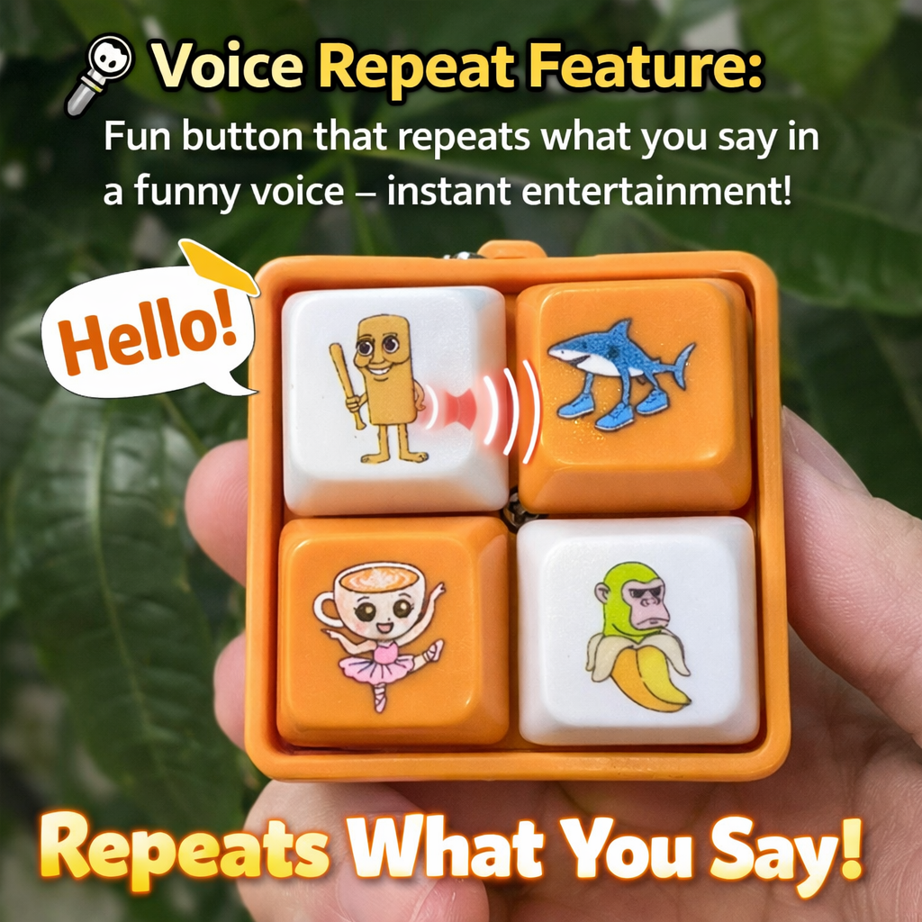 Talking Button Toy – Sound & Light Interactive Keychain