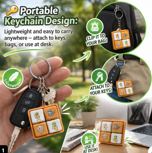 Talking Button Toy – Sound & Light Interactive Keychain